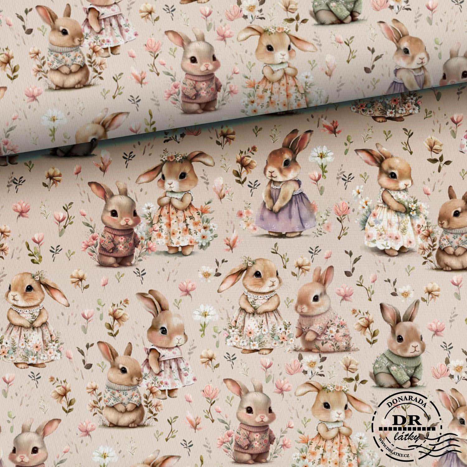 TEPLÁKOVINA KRÁLÍČCI S KVĚTY