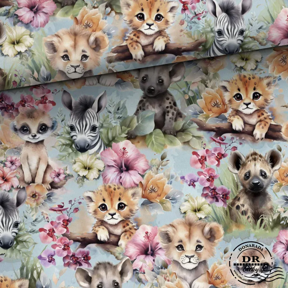 TEPLÁKOVINA TROPICKÉ KVĚTY A ZVÍŘÁTKA