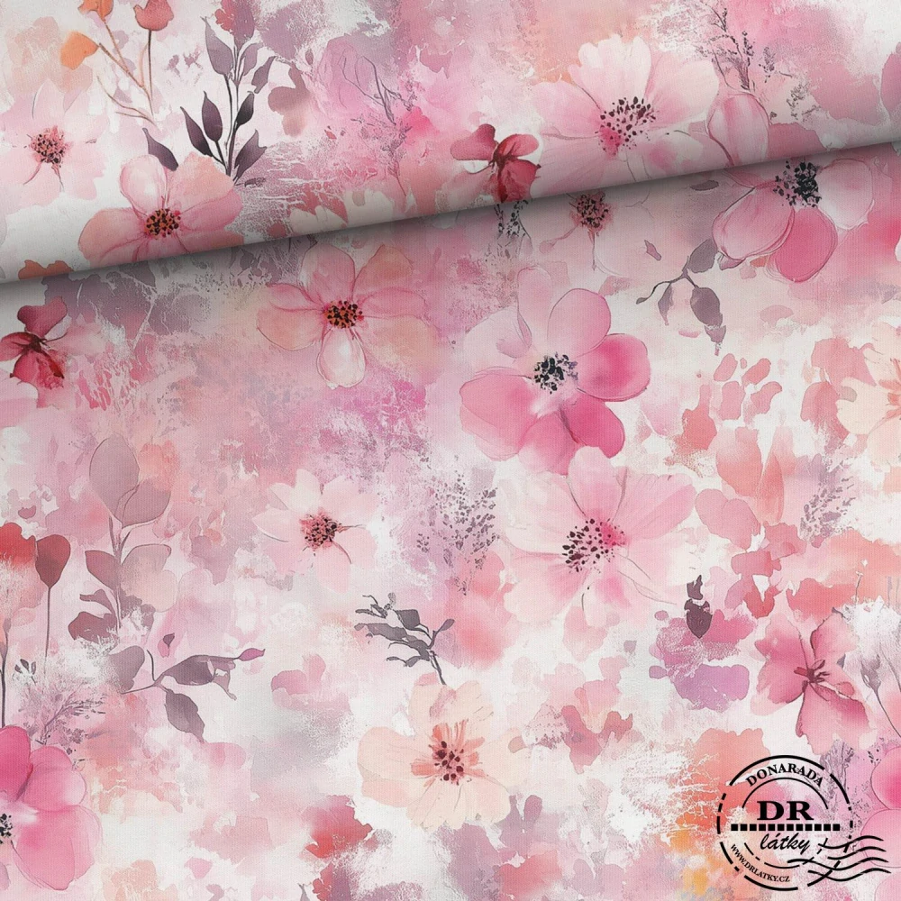 TEPLÁKOVINA RUŽOVO ORANŽOVÉ KVĚTY